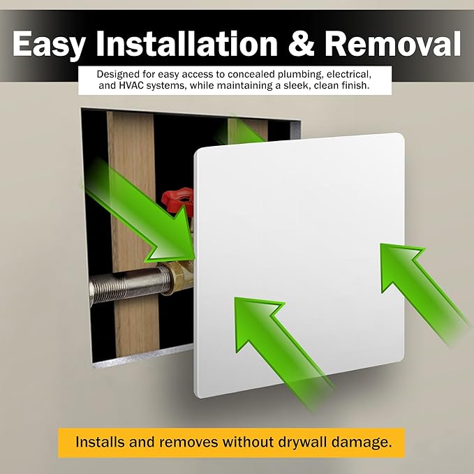 Plastic Access Panel 14x14 inches with Spring Click Technology - No Tools Required - For Drywall, Ceiling and Wall - Access Door for Plumbing, HVAC and Other Holes or Openings (4)