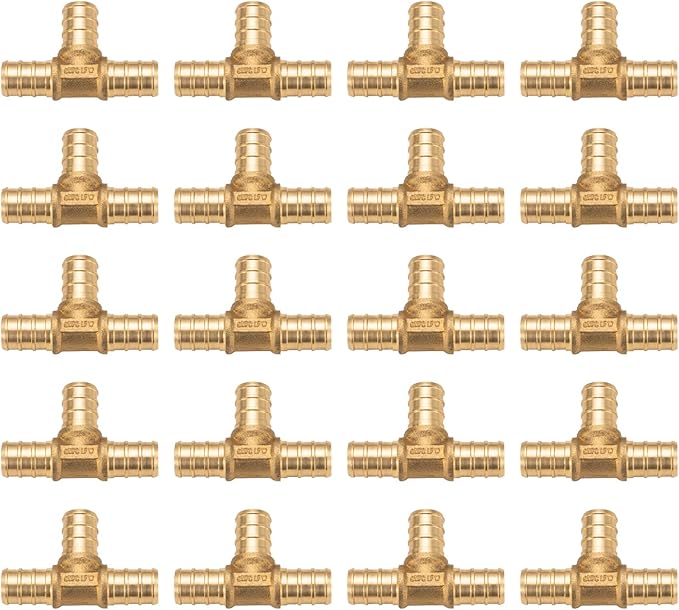 WMAXPFIT(20 Pack) 1/2 Inch PEX Tee F1807, LF Brass crimp fitting for PEX-b pipe