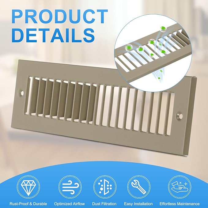 PATIKIL 4" x 12" Duct Opening Vent Cover, 3 Pcs Toe Kick Vent Cover HVAC Toe Space Register Grille Return Air Grilles for Home Ceiling Wall Floor, Brown-Outer Size: 5.4" x 13.4"