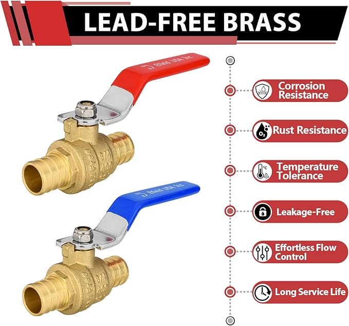 (Pack of 30) EFIELD 3/4 Inch Pex Brass Full Port Shut-off Ball Valve for Hot and Cold, Potable Water, UPC Certified,(VALVE013-30PCS)