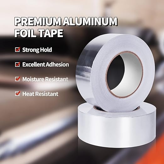TAPEBEAR 6 Rolls Aluminum Foil Tape, Aluminum Air Duct Tape, Withstand 80°C to 100°C, Heat Resistant Tape Insulation Tape for HVAC, Sealing & Patching, Metal Repair, 4inch x 50yard