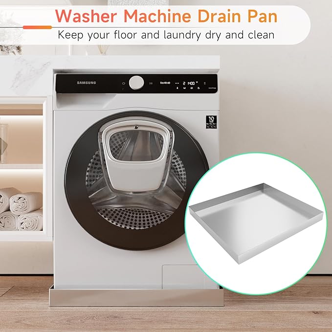 Washing Machine Pan-32" x 32" x 2.5" Heavy Duty 304 Stainless Steel Washing Machine Tray, Washer Pan, Washing Drain Pan, Protecting The Floor, Wood Deck, No Hole