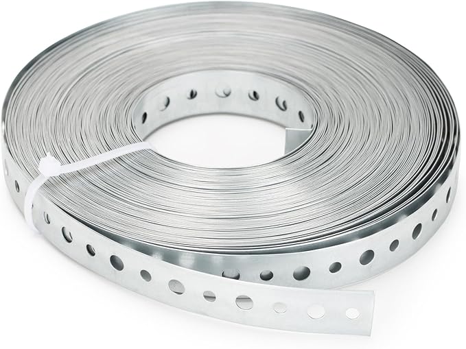 Galvanized 3/4-Inch X 100-Feet Metal Strapping with Holes 24-Gauge Metal Pipe Hanger Strap for Plumbing, HVAC and Duct Support