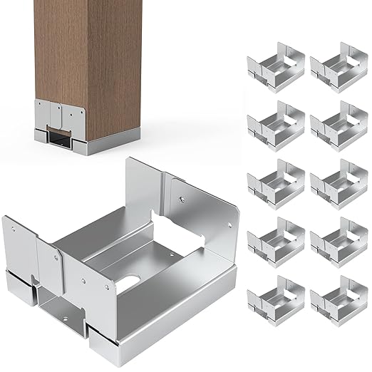 10 PCS 4x4 Post Anchor Base Adjustable Wood Post Brackets, Metal Post Base Holder for Concrete for Deck Patio/Gazebo/Pergola,Adjustable Galvanized Post Bracket