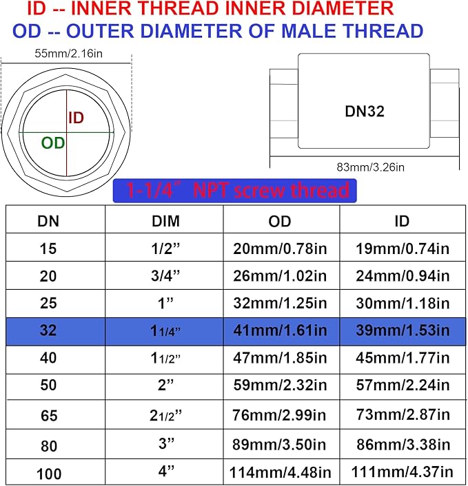 1-1/4”Stainless Steel Vertical Check Valve DN32, NPT Female Threaded Vertical Check Valve Stainless steel check valve for preventing oil-water backflow, gas-air check valve, sewage pump, etc