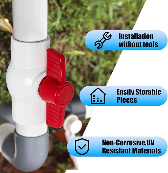 10PCS 1/2" PVC Ball Valve, Shut-Off Ball Valves Socket with Easy Turn Red T-Handles, Slip PVC Valve for Water Project, Swimming Pool, Sewage Pump, Sprinkler Line, Outdoor Plumbing & Irrigation System