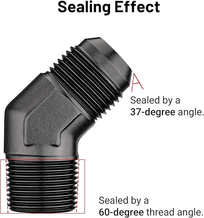 EVIL ENERGY 12AN Male Flare to 3/4" NPT Pipe 45 Degree Fitting Adapter Aluminum Black