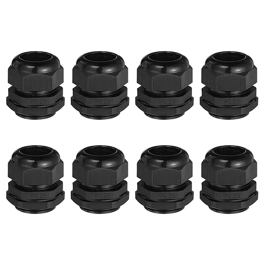 MECCANIXITY 8 Pcs PG29 Cable Gland, 18-25mm Wire Hole Strain Relief Joint for Cable Fixing, Wiring, Repairing, Gland Replacement, Electrical Appliances, Black
