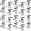 Angle Stop Valve,1/2" FIP Iron Pipe x 3/8" Compression Chrome Angle Shut-off Valve with 1/4 Turn (Pack of 20)(VALVE054-20Pack)