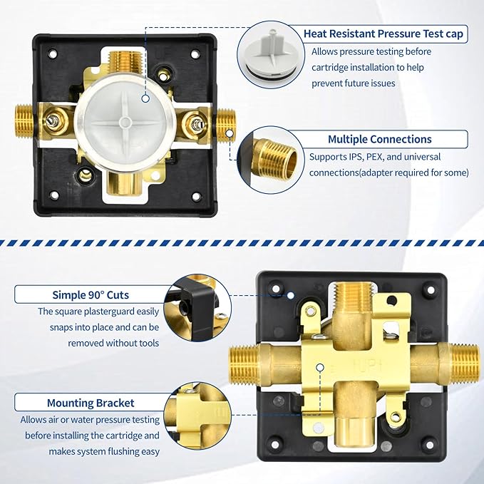R10000-UNWSHF Shower Valve Body for Delta MultiChoice Universal Tub and Shower Trim Kits, Fits 13, 14, 17, and 17T Series Single-Function or Dual-Function Trim, Rough-In Valve with Screwdriver Stops