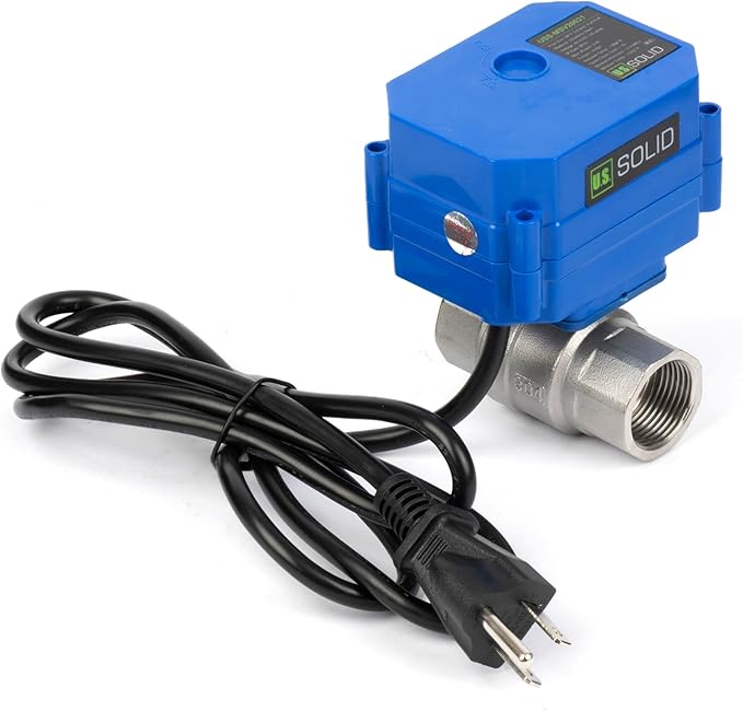 U.S. Solid 3/4" Motorized Ball Valve with US Plug 110VAC Stainless Steel Electrical Ball Valve,Auto Return, Normally Open
