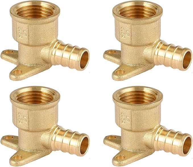 PEX Fitting 3/4" Drop Ear Elbow,4Pack Pex 3/4 Inch x 3/4 Inch Female NPT Drop Ear Elbow,PEX F1807 Crimp Brass Fittings(PEX1807169-4Pack)