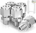 TAISHER 5PCS 304 Stainless Steel Compression Tube Pipe Fitting Connector, 3/8" Tube OD x 1/4" NPT Male Straight Adapter