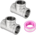 uxcell 304 Stainless Steel Tee Pipe Fittings G1" Female Tee Adapter 3 Way t Shaped Cast Pipe Fitting Connector with Seal Tape for Plumbing Drainage Pipes Heating Systems