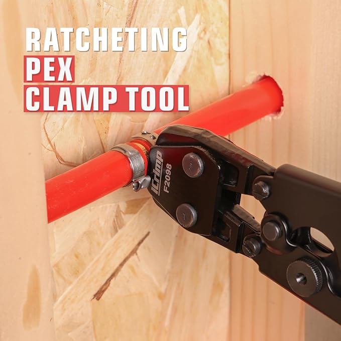 iCrimp 3/8 to 1 inch Cinch Clamp Crimping Tool Kit, With 1/2 inch Cinch Clamp Rings(20 Pack) and Brass Fittings(12 Pack), PEX Tubing Cutter