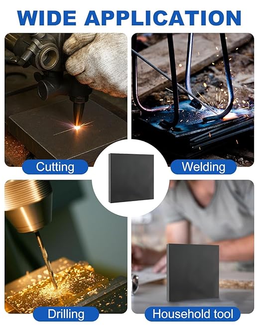 Rocaris Hot Rolled Steel Plate 5/8" x 4" x 4", Pack of 2, Weldable Steel Sheet Metal for Auto Body Repair, DIY Projects, Industrial Support