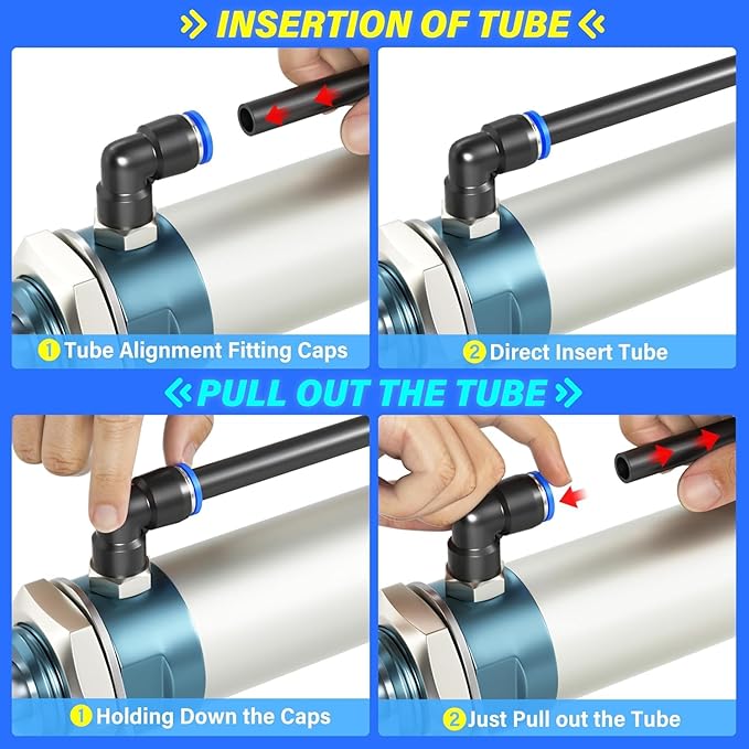 TAILONZ PNEUMATIC Black DOT 1/4''OD 10 Meter 32.8ft Nylon Air Tubing Kit Pipe Hose Air Line Tubing Air Hose Fittings Push to Connect Fittings(41PCS)