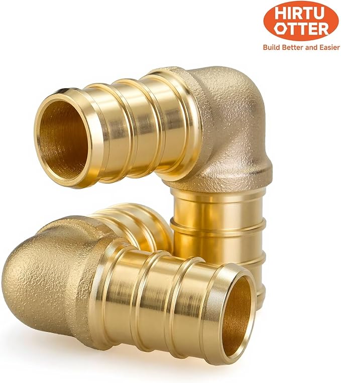 10 Pack 1/2" PEX 90 Degree Elbow Fittings, Lead-Free Brass Crimp Connectors NSF/UPC, for Plumbing Repairs
