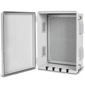 Electrical Junction Box, Ventilated Design, Cable Grommets, Indoor/Outdoor Use with Mounting Panel & Hinged Cover. Waterproof IP 65. (Grey Cover, 15.7"x11.8"x7.1")
