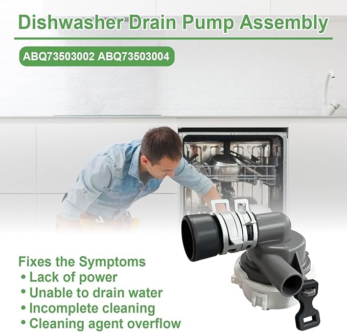 ABQ73503002 ABQ73503004 Dishwasher Drain Pump Compatible with Kenmore/LG Dishwasher, Replace 4116058 AP5973786 PS11706890 EAP11706890