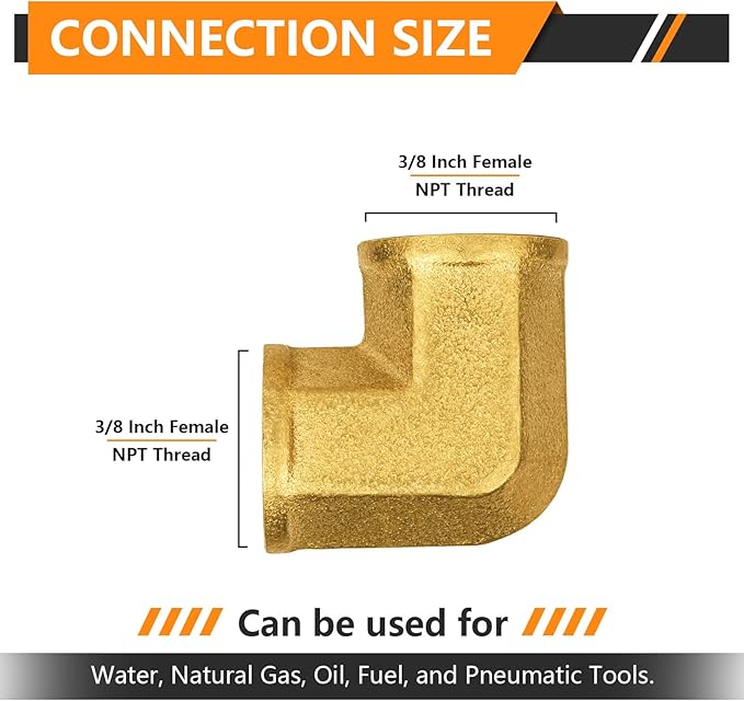 100-PCs HeSun Brass Pipe Fitting, 3/8" x 3/8" NPT Female 90-Degree Barstock Street Elbow