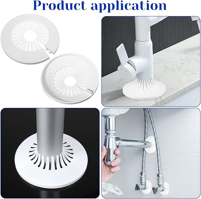 4PCS Plastic Escutcheon Plate, Wall Cover Flange Decoration Fit 1.18 to 2.17 Inch Outer Diameter Tube (30-55mm) for Water Tube Floor Plumbing Decoration (White)