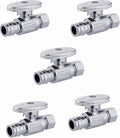 (Pack of 5) EFIELD Pex-A 1/4 Turn Straight Stop Valve 3/8" OD Compression x 1/2" Pex Expansion (F1960) Chrome Plated Brass,(VALVE098-5PCS)