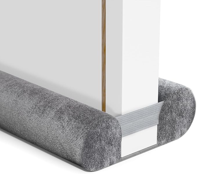 Door Draft Stopper for Bottom of Door, Under Door Gap Filler/Seal for Big Gap, No Folding Required, Flexible Installation Door Sweep soundproofing Strip for Home & Apartment, 28-32in, Grey