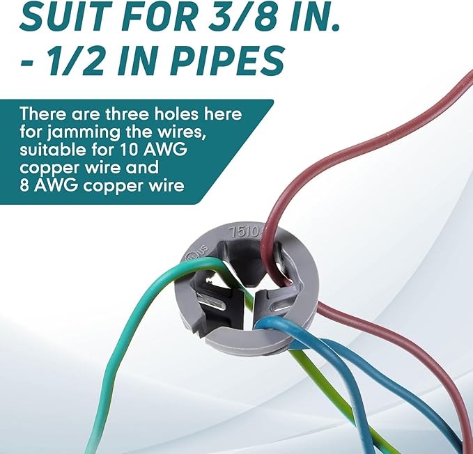 Sintuff 25 Pcs 3/8 in. - 1/2 in. Non Metallic Button Push-in Bulk Connector Gray Nm Cable Connector Electrical Conduit Fittings Fits for 1/2 Inch Knockouts