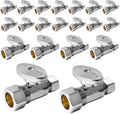 20-Pack EFIELD Straight Stop Valve 1/2" Nominal (5/8" OD) Compression x 3/8" OD, 1/4-Turn, Chrome Plated Brass,(VALVE122-20PCS)