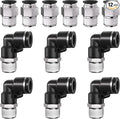 3/8" Tube OD to 3/8" NPT Thread Push to Connect Fittings,Pneumatic Quick Air Hose Fittings,Male Straight + Elbow,PC+PL(12pcs)