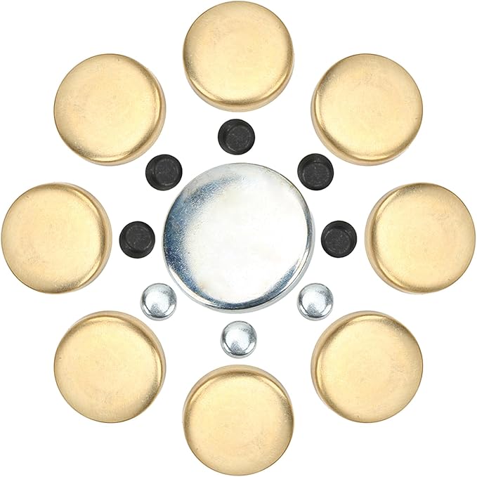 Freeze Plug Kit Brass Freeze Frost Plug Parts MPE-100BR Compatible with Chevy Small Block 283ci 305ci 327ci 350ci 1957-1997