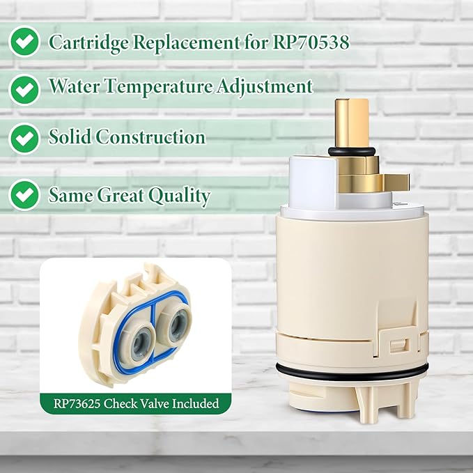 Enhon Single Function Pressure Balance Cartridge Replacement for RP70538/ RP73625, Shower Cartridge Compatible with Peerless and Delta Single Handle Tub and Shower Faucet (Check Valve Included)