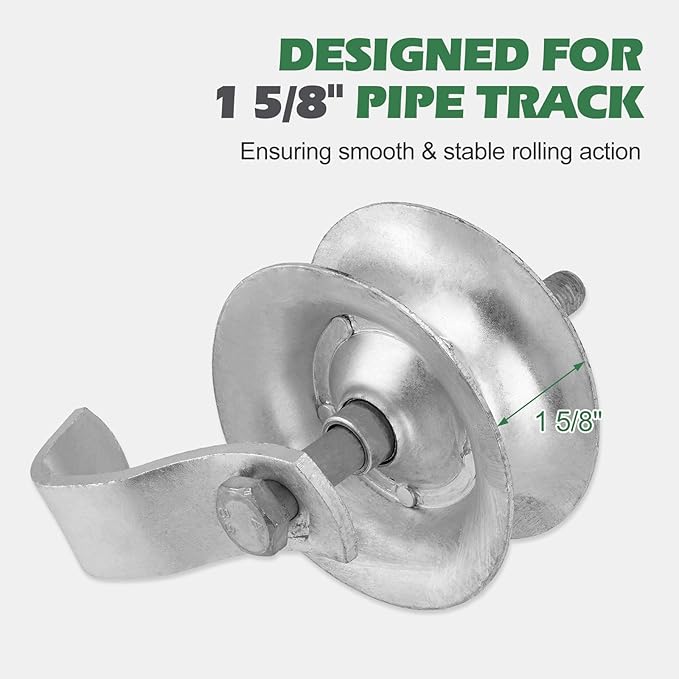 SPARKWHIZ Sliding Gate Rollers 5" Steel Pipe Track Roller Galvanized for 1 5/8" Pipe Track, 2 Pack
