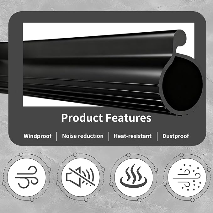16.8 Ft Draft Blocker Garage Door Seal, 0.19" P-Type Bottom Weatherstrip Seal, TPE Rubber for Energy Saving, Noise & Dust Reduction, Easy DIY Install, All Season Protection