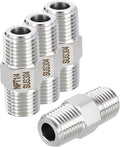 1 Pack 304 Stainless Steel Male to Male Adapter, 1/4" Male NPT x 1/4" Male NPT Hex Nipple Pipe Extension Fitting for Industrial, Automotive, Fluid Transfer, Home Gardening, Water