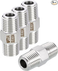 5 Pack 304 Stainless Steel Male to Male Adapter, 1/4" Male NPT x 1/4" Male NPT Hex Nipple Pipe Extension Fitting for Industrial, Automotive, Fluid Transfer, Home Gardening, Water