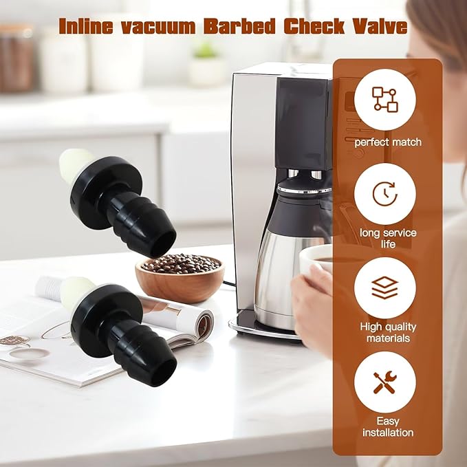 3/8" 10mm Barbed Check Valve, 2Pcs ABS One Way Valve Fit for Fuel, Gas, Liquid, Air, Water