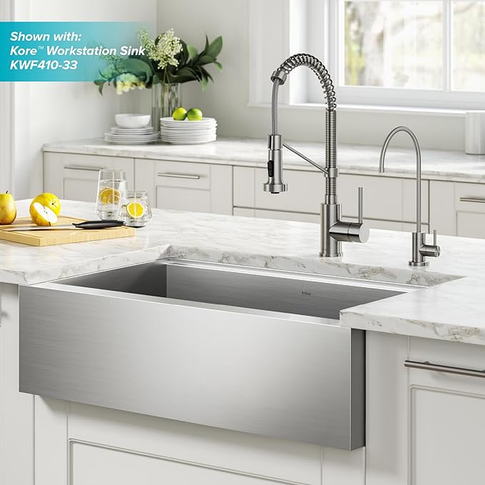 KRAUS Bolden Commercial Style Pull-Down Kitchen Faucet and Purita Water Filter Faucet Combo in Matte Black, KPF-3121-FF-100MB