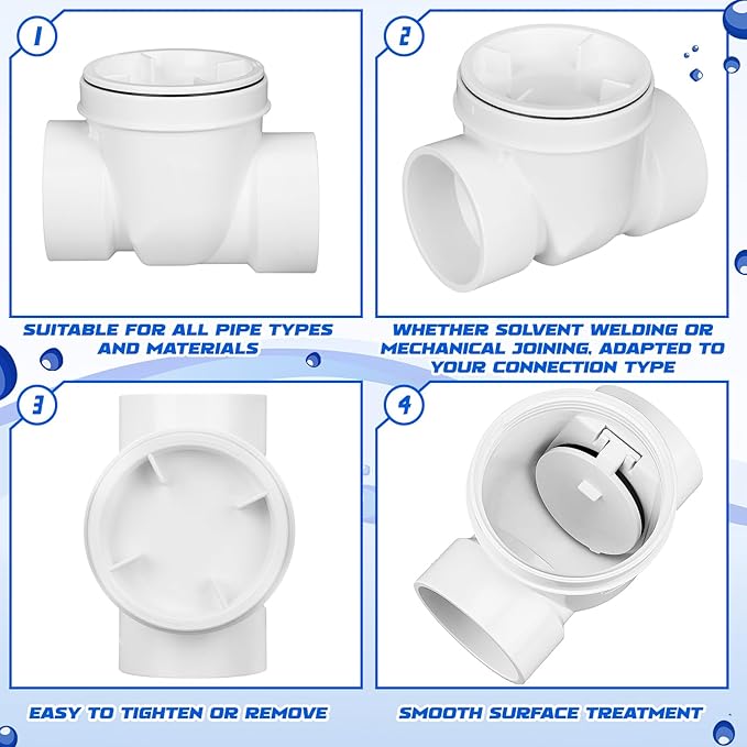 Tondiamo 4 Inch Backwater Valve Drain Backflow Preventer Valve Prevent Sewage and Rainwater from Flowing Back(White PVC)