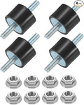 uxcell 4Pcs M5 x 15mm Rubber Mounts, 15 x 20mm Cylindrical Anti Vibration Isolator Studs Shock Absorber Double Studs with Nuts for Car Bobbin Generator Air Compressors