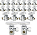 (Pack of 20) EFIELD Dual Compression Outlet Multi-Turn Angle Stop Valve,1/2" Fip Iron Pipe x (3/8 inch x 3/8 inch),Chrome Plated Brass (20),(VALVE189-20PCS)