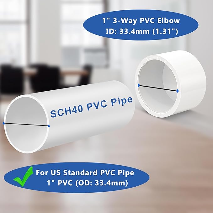 1 inch PVC Fitting End Cap, 10-Pack Pipe Elbow Connectors, Furniture-Grade SCH40 PVC Pipe Fittings for Greenhouse, Frames, Sheds, Pet Beds, Pet Enclosures, Hydroponic and Tent Structures