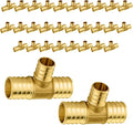 30-Pack PEX Fittings Niikappu 1"x1"x3/4" Pex Tee, Brass Crimp Pipe Fittings for PEX Pipes, ASTM F1807