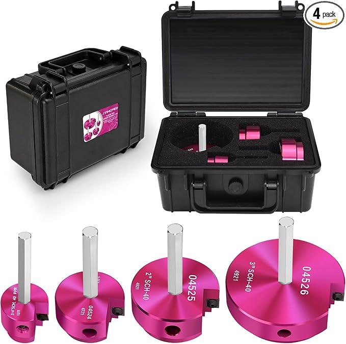 PVC Pipe Reamer Kit,PVC Fitting Saver Hub Socket Saver for Plumbing,Include 3/4", 1.5", 2", 3" Reamers,4-Piece Plastic Pipe Reamer Tool Kit for Sch.40 CPVC ABS Fittings,Fit Standard 1/2" Drills