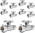 10-PCs HeSun Straight Stop Valve, 1/2" FIP X 3/8" OD Compression, 1/4 Turn Shut Off Valve, Chrome Plated Brass(VALVE057-10)