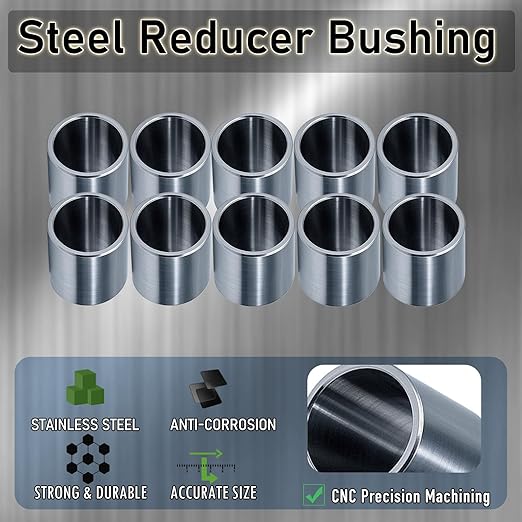 Stainless Steel Reducer Bushing, Screw Standoff Metal Spacer 3/4" to 5/8" Steel Reducer Standoff Bushing Adapters for 5/8" Screws Bolts and Rods, Round Metal Stainless Steel Spacer Set of 10
