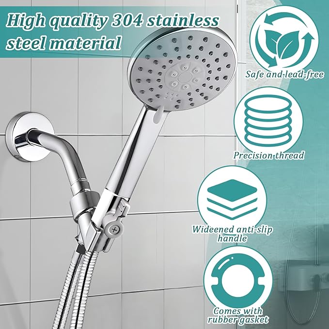 Shower Head Shut Off Valve 304 Stainless Steel Mini Ball Valve(1/2" Female X Male) NPT Thread Water Flow Control，RV Shower Head with Hose Flow Restrictor