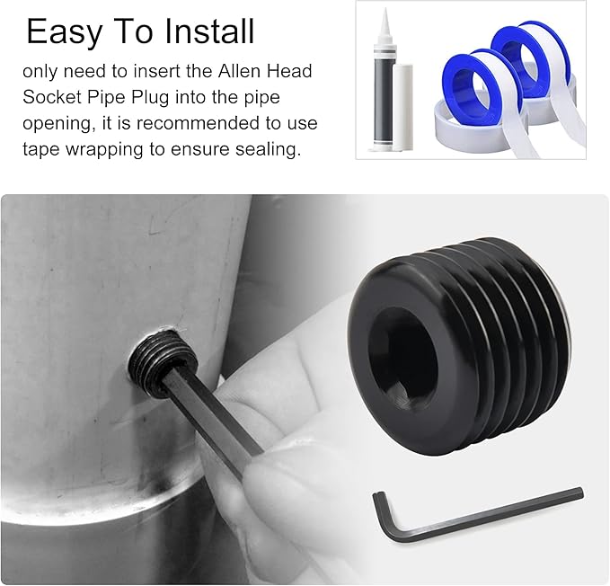 EVIL ENERGY 1/4" NPT Plugs Aluminum Socket Allen Head Black, Pack of 2