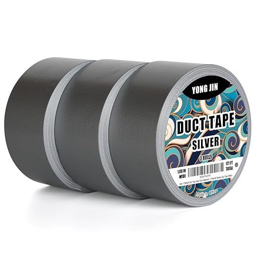 YONGJIN Strong Duct Tape Waterproof - 3 Pack 1.88 Inch x 20 Yards Each All Weather Duct Tape, No Residue, Heat Resistant, Multi-Purpose for Indoor Outdoor Repairs and DIY (Silver)